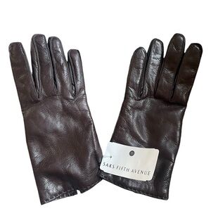 Saks Fifth Avenue Brown Leather Gloves